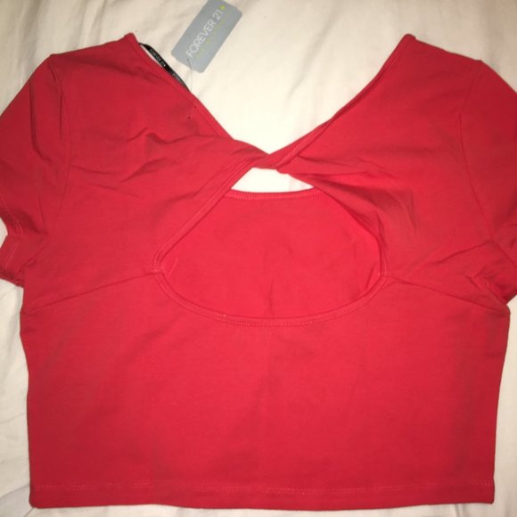*Clearance* NWT Forever 21+ Coral Cutout-Back Crop Top Plus Size 2X - Picture 2 of 3